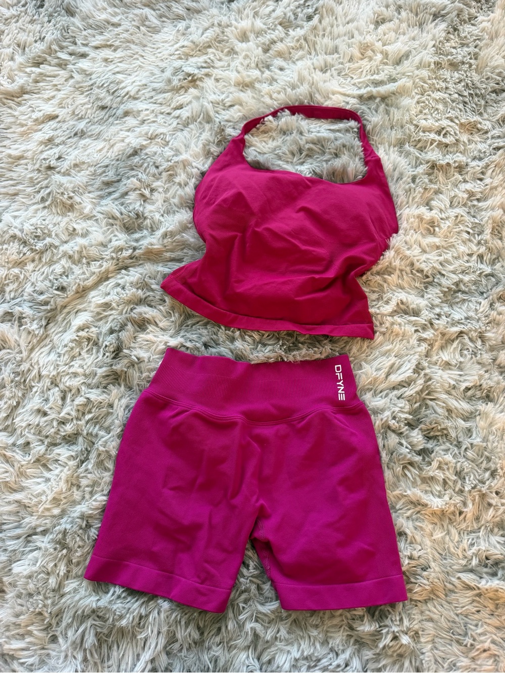 Magenta Activewear Halter Top and High-Waist Shorts Set